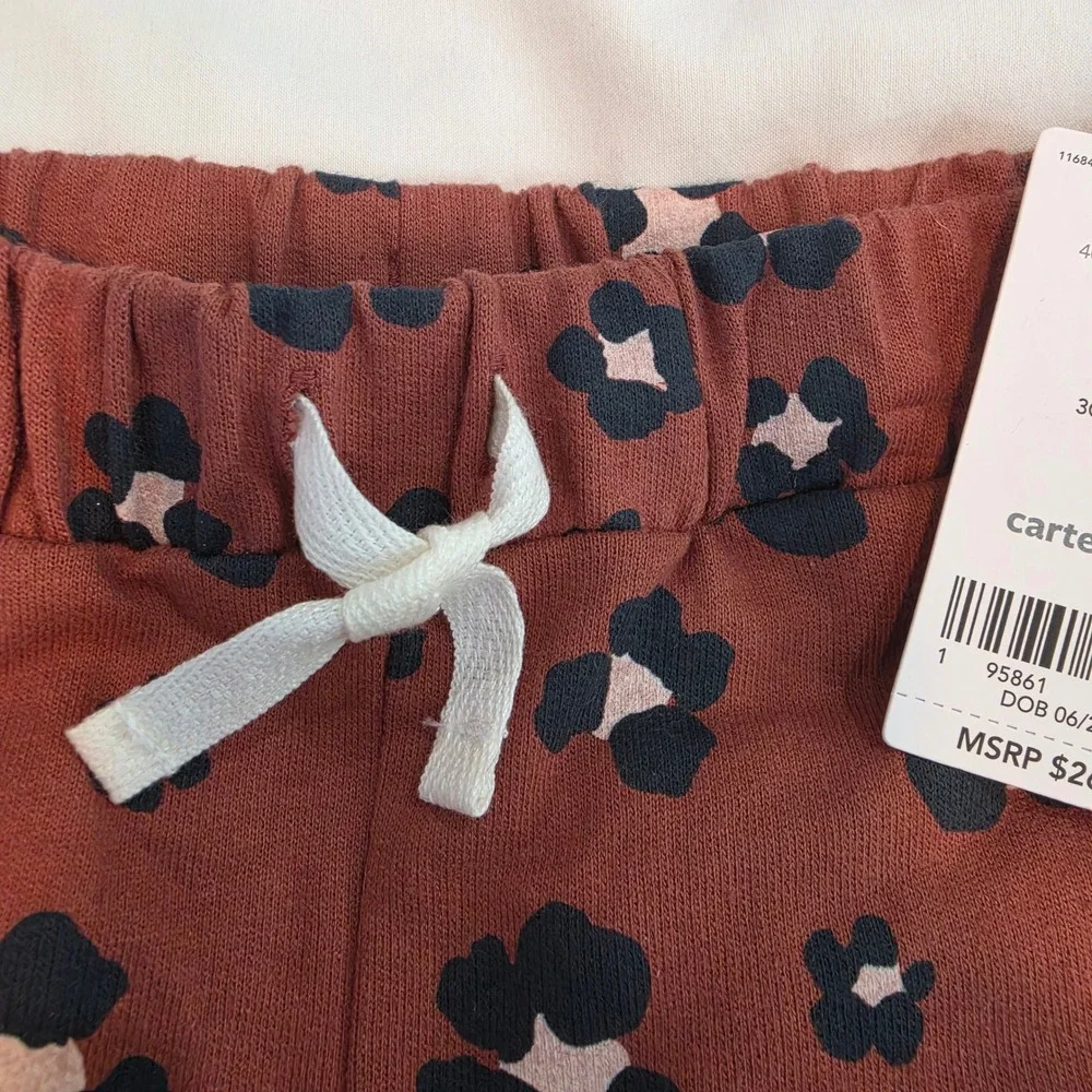 Carter's Sweatshirt Jogger Set Girls 4 Terracotta Floral NEW 2-Piece Outfit